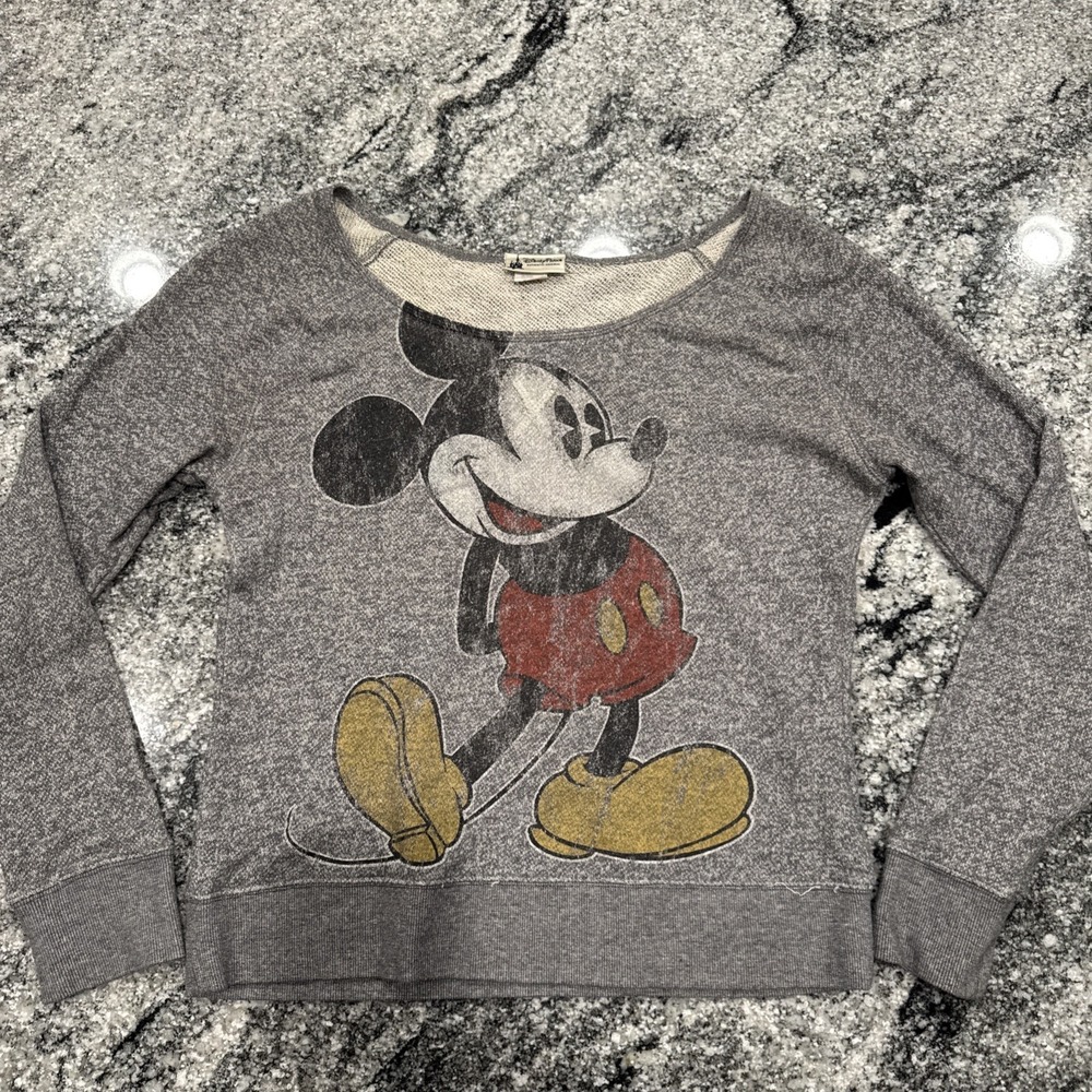Disney Parks Authentic Mickey Mouse Pullover Sweater Women's Medium Grey #55
